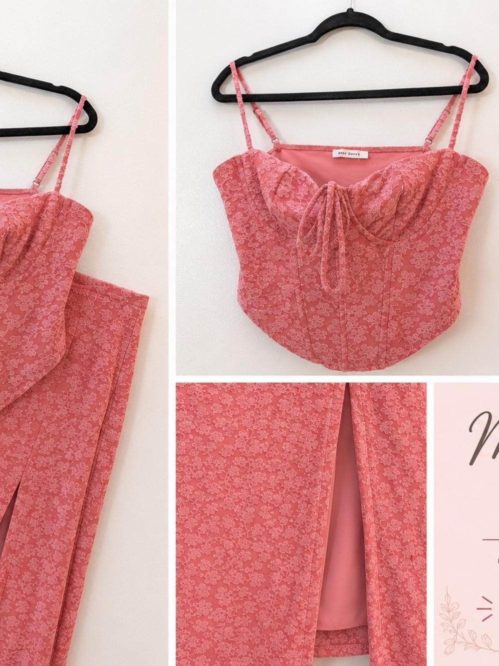 Pink Lace Maxi Skirt & Top set